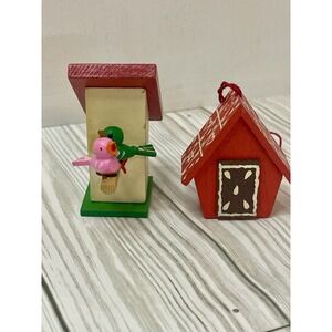 2 Vintage Ornaments Steinbach House Wooden Hand Made In Germany